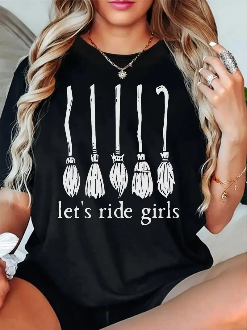 Halloween Let'S Ride Witches T-Shirt Sanderson Sister Sweatshirt Hocus Pocus T-Shirt Women'S Halloween Shirt