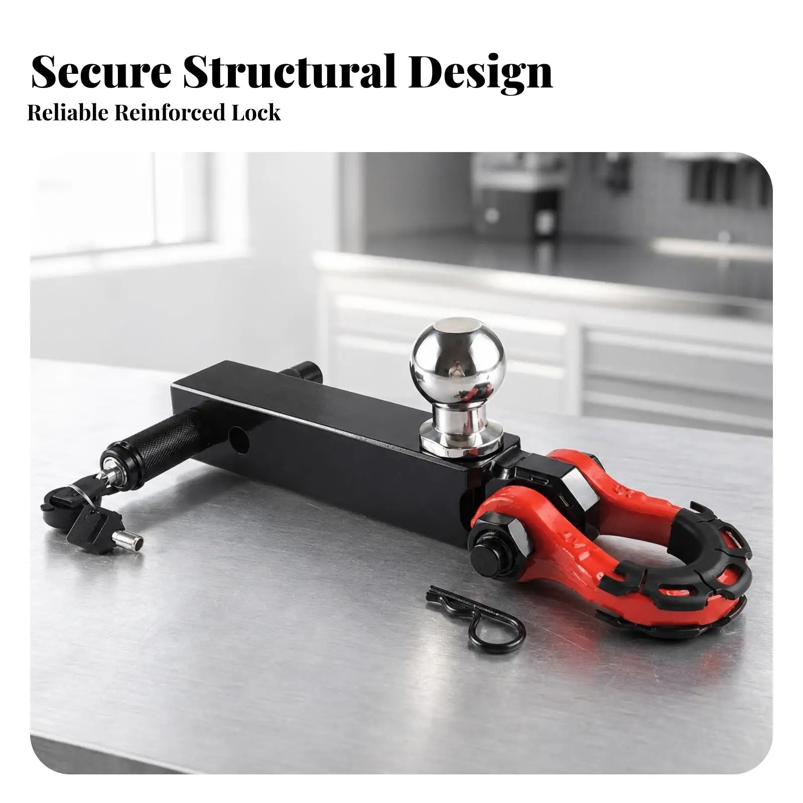 Tow Hitch Shackle Extended-Length Tow Ball Hitch Aluminum Alloy for Trailer Towing