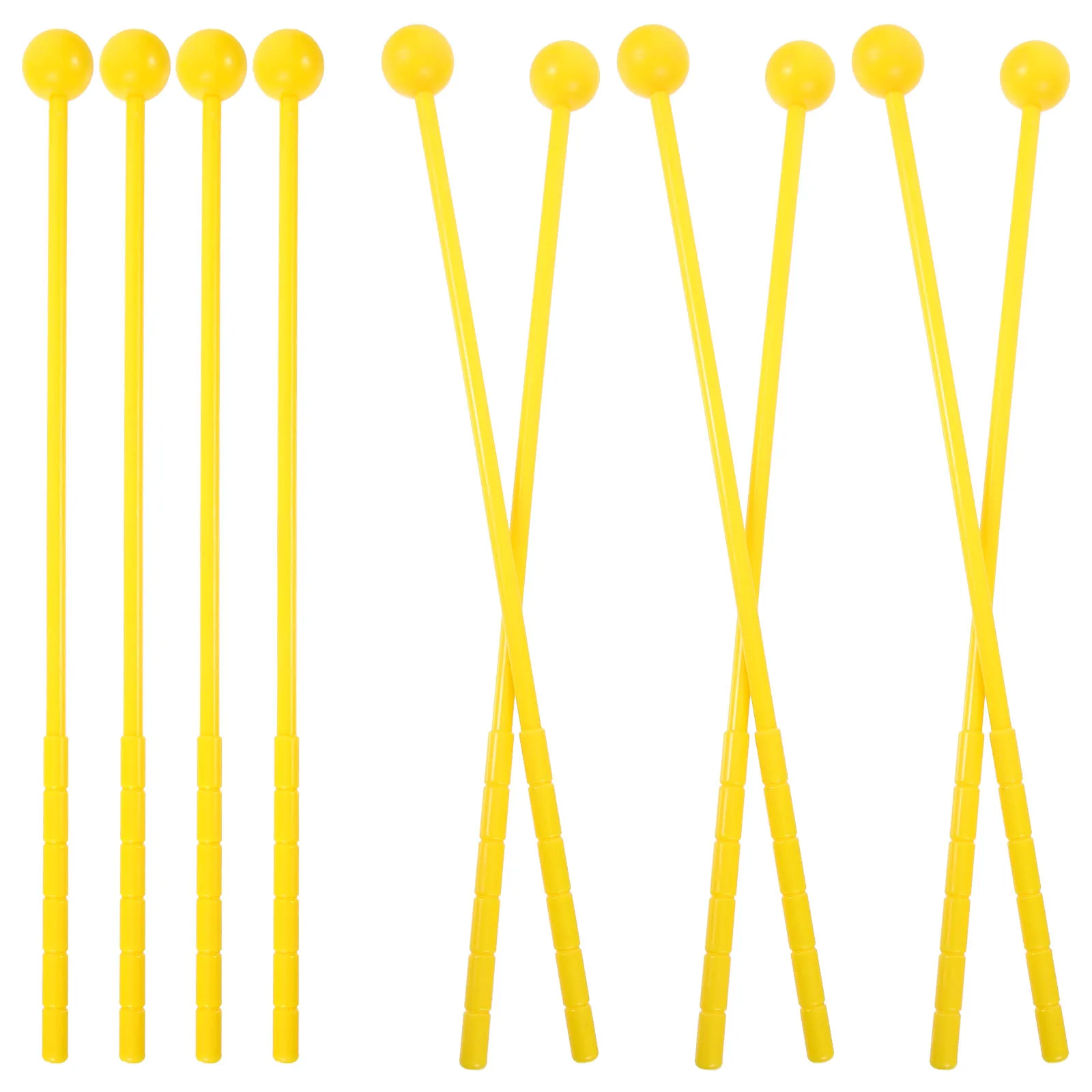 

10pcs Yellow Drumsticks Kids Plastic Lightweight Long Mallets Tongue Glockenspiel Marimba Xylophone Percussion Instruments