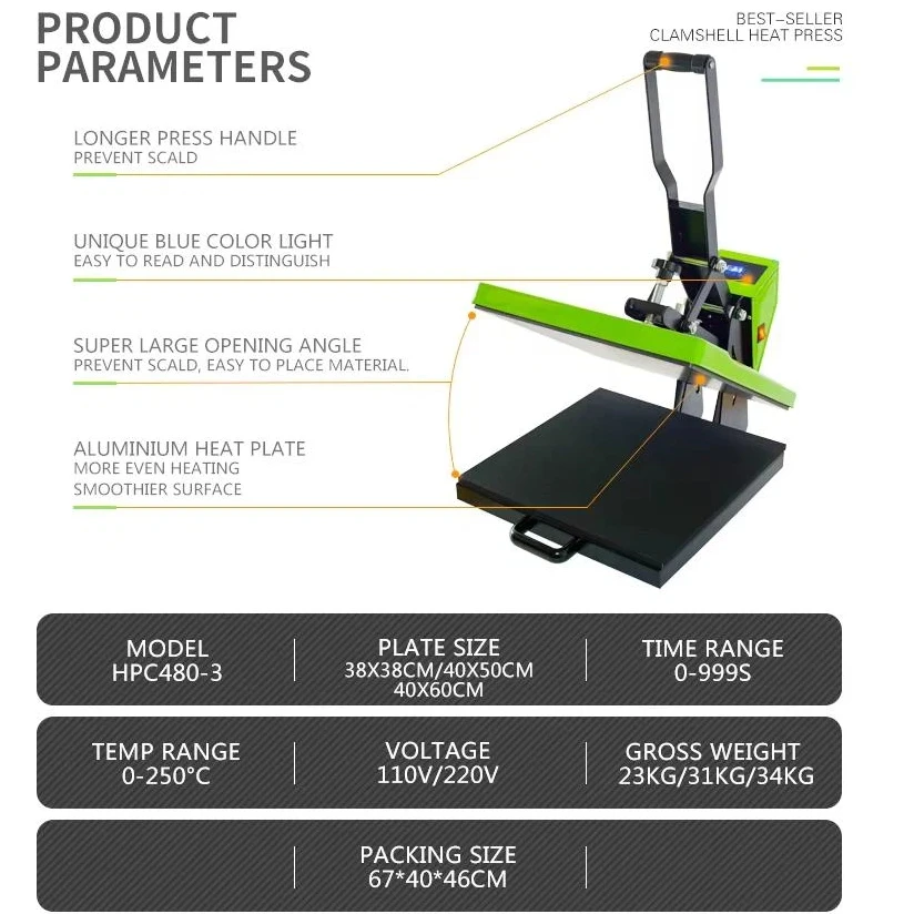 

heat transfer printing manual flat plate heat transfer machine HPC480-3 pumping hot drilling machine T-shirt hot stamping