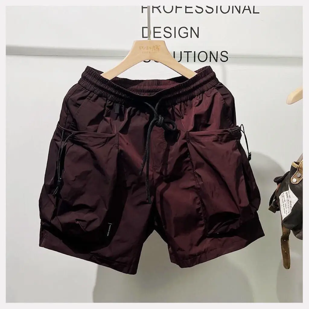 American Style Summer Trend Loose Wide Leg Five-Quarter Men's Korean Fashion Functional Large Pocket Workwear Shorts
