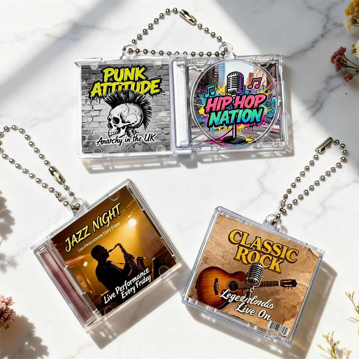 Custom Mini CD Case Keychain, Personalized Music Album Art, Cool Novelty Accessory for Rock & Hip‑Hop Music Fans