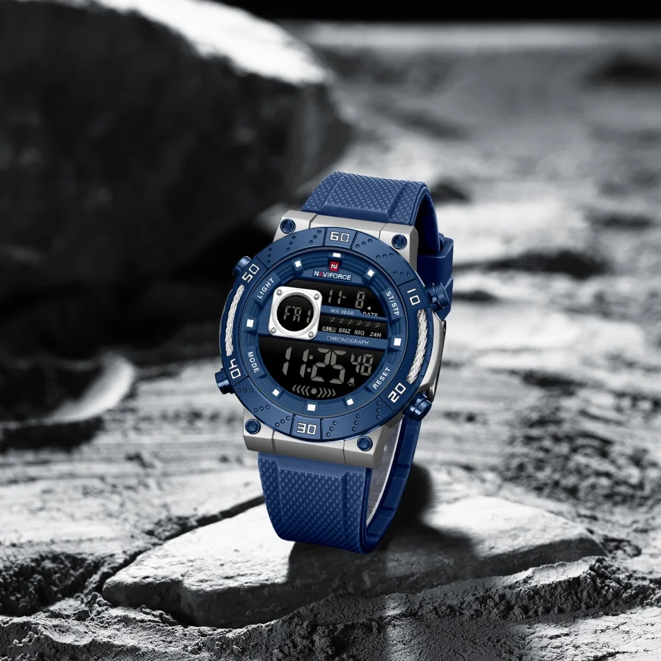 

New NAVIFORCE Water Resistant Business Boy's Luminous Display Chronograph Morden Men Digital Clock Timepiece Sport Casual Watch