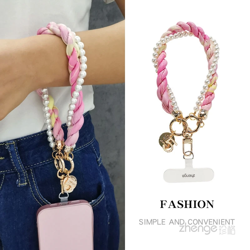 

Жемчужный шарф, ремешок для мобильного телефона, женский ремешок на запястье, короткий дизайн для путешествий и путешествий, ремешок для портативного телефона с защитой от падения