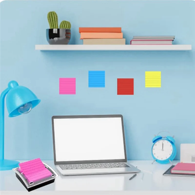Dispensador de notas adesivas com base preta, suporte transparente para notas adesivas de 3x3 espaços, escola, escritório, acessórios para casa