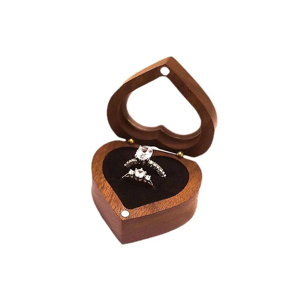 

Многофункциональная коробка для колец с 2 отделениями, магнитной крышкой, из орехового дерева, для хранения, подарочная коробка для обручальных колец, для предложения руки и сердца