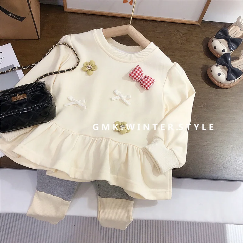 

Girls' Autumn Outfit New Fashionable Children's Autumn Clothing Toddler Floral Sweatshirt and Leggings Two-Piece Set