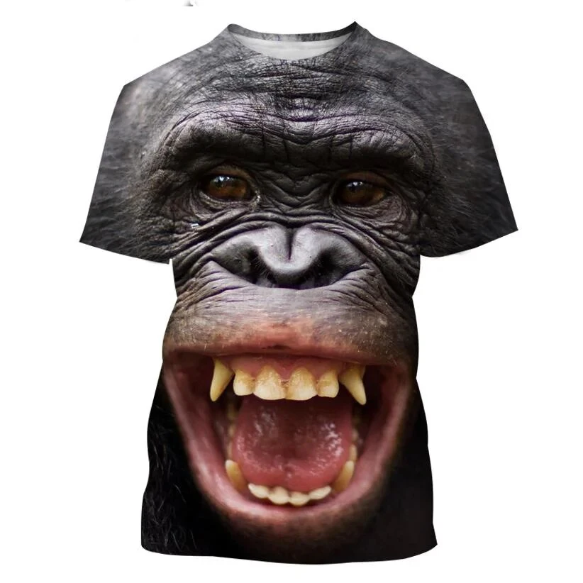 Boutique Funny Orangutan Element Printed Short Sleeve Men Kids Fashion Trend Top Absorbent Sweat Breathable Quick Drying T-shirt