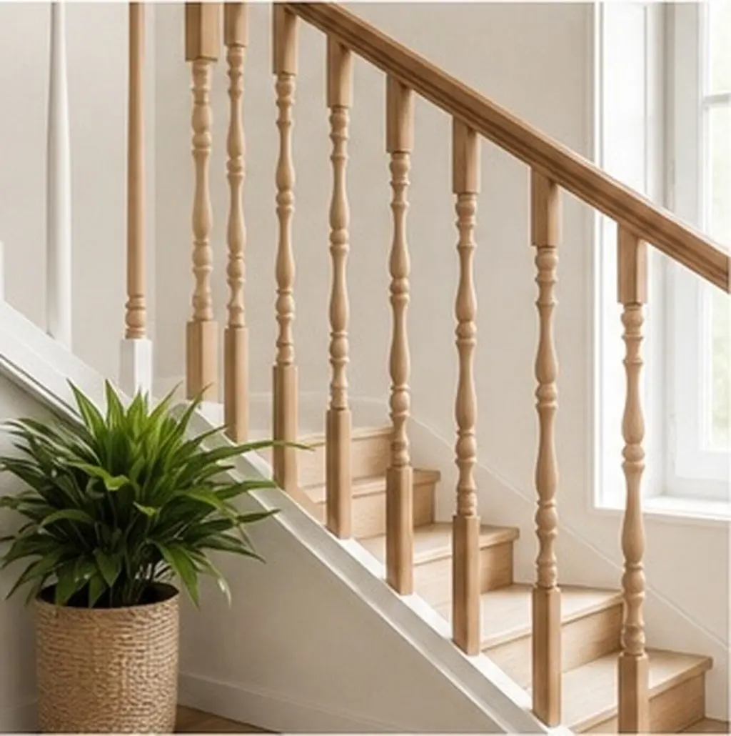 10Pcs Exquisite Handcrafted Wood Balusters 84Mm Natural Solid Wood Spindles for Furniture Repair Staircase Balustrade Decorative