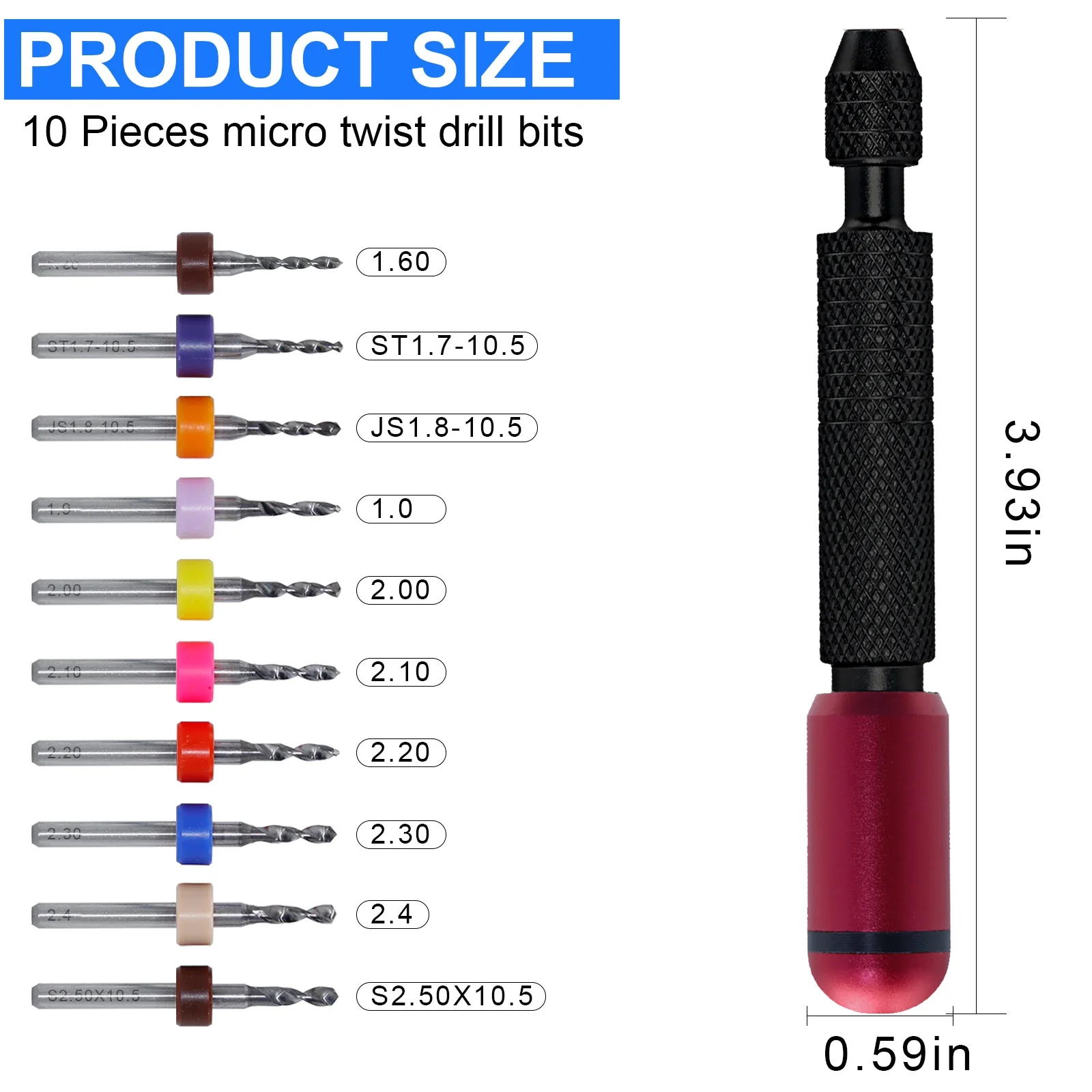 Set di morsa ad ago rosso nero Punte da trapano intercambiabili rotanti a doppio cuscinetto pressurizzate a mano di diverse dimensioni