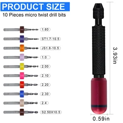 Black Red Needle Vise Set Pressurized Hand Twist Drill Double Bearing Rotary Interchangeable Drill Bits Of Different Sizes