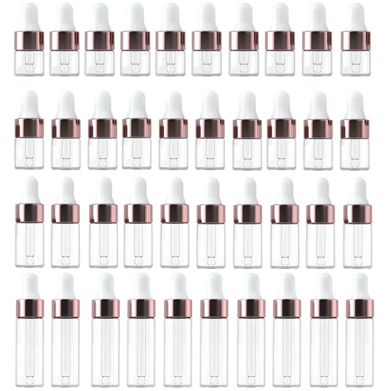 

100PCS 1ml 2ml 3ml 5ml Transparent Dropper Bottle with Pipette Perfume Bottle Glass Essential Oil Aromatherapy Vial