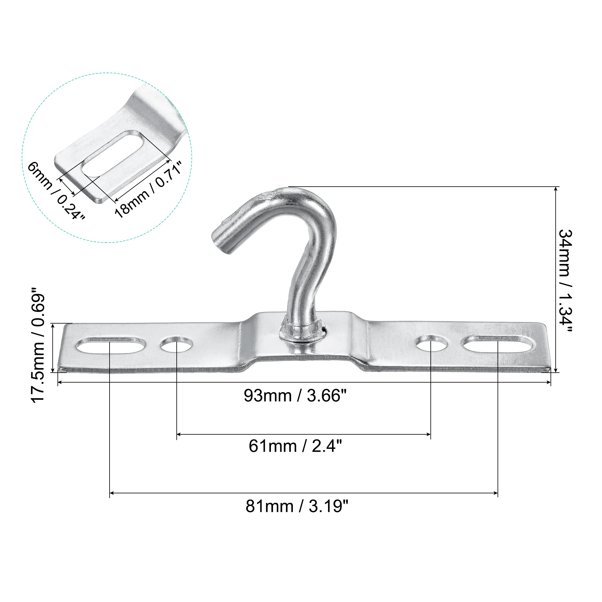 Gancho aberto Placa De Montagem Com Gancho, Placa De Suspensão, Lâmpada De Cristal, Lustre, Gancho De Teto De Ferro Galvanizado, 93mm, 3Pcs