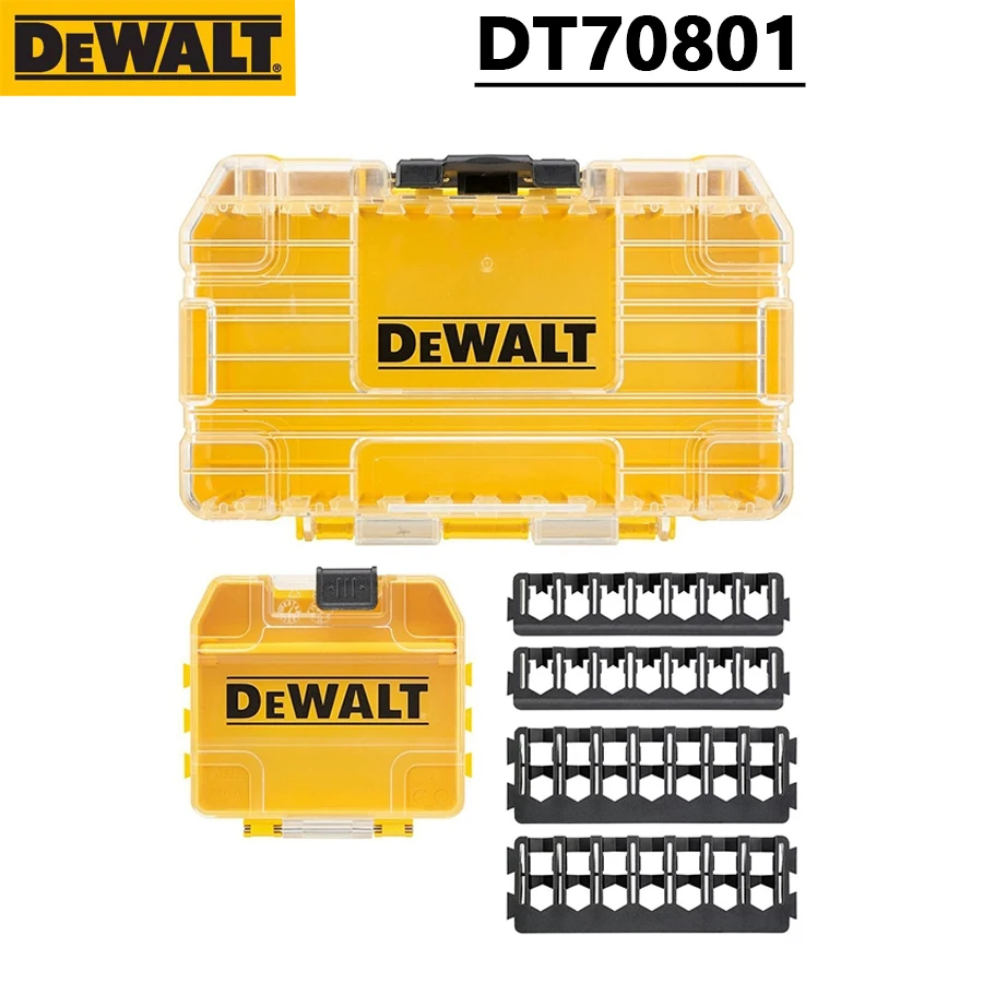 Imagem -03 - Dewalt-caixa de Armazenamento para Peças Caixa Empilhável Multifuncional Plástico Transparente Tamanho Médio Dt70801 qz 150*90*42 mm Dt70801 qz