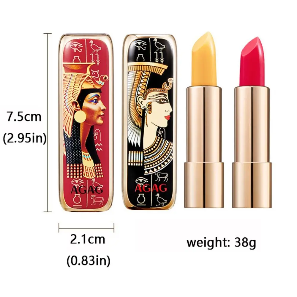 Retro Temperature Change Lip Balm Waterproof Egyptian Style Color Changing Lipstick Fade Lip Lines Long Lasting