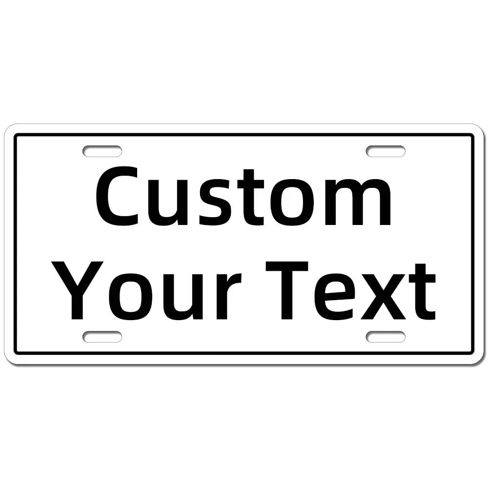 Personalized Custom License Plate Shape Metal Tin Sign 15x30cm, Custom Your Own Text Logo Image, White Blank Aluminum Plaque