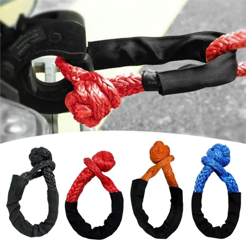 Grillete suave de fibra sintética para recuperación de vehículos, cuerdas de remolque todoterreno, cuerda de tracción para remolque de coche con funda protectora de 38000 libras