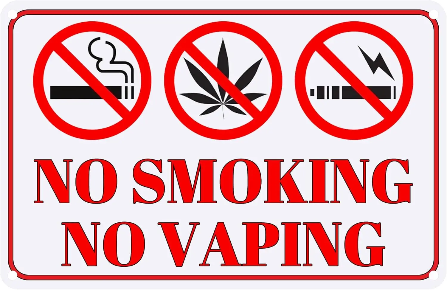 No Smoking No Vaping Symbol Signs, 12 x 16 Inches, Rust Free, Reflective, UV Protected, Weather/ Fade Resistant, Easy to Install