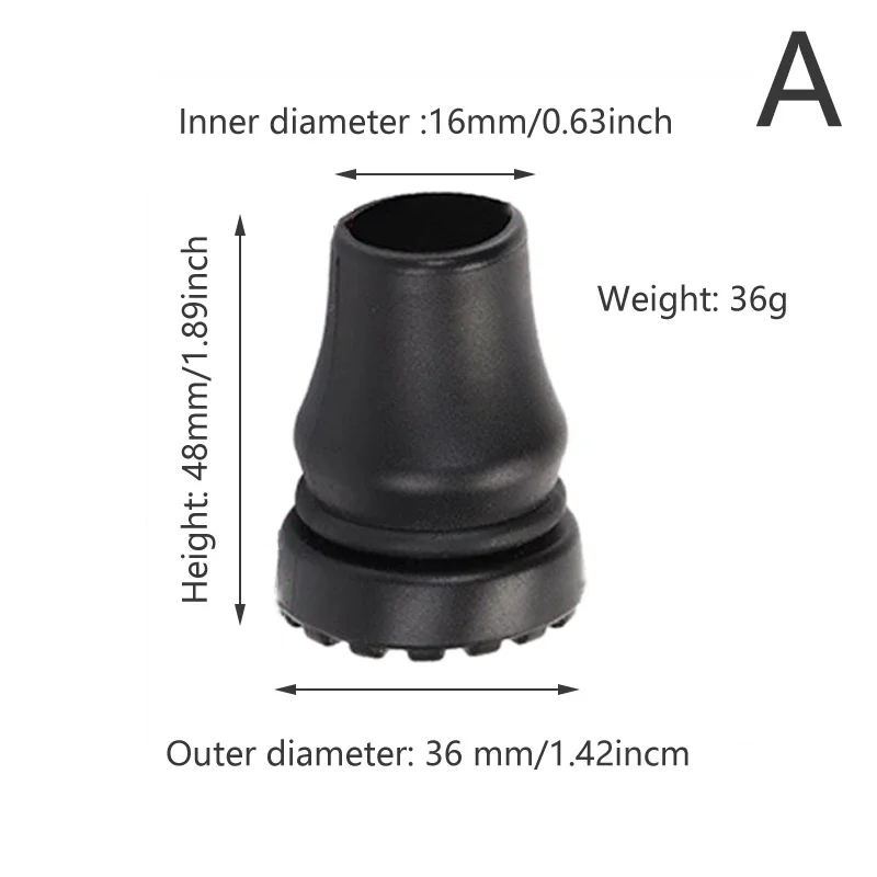 1pc Rubber Pad Cap Non-Slip Walking Stick Crutch Cane Bottom Pads Cover Protector Climbing Hiking Pole Tip 16mm 20mm 22mm