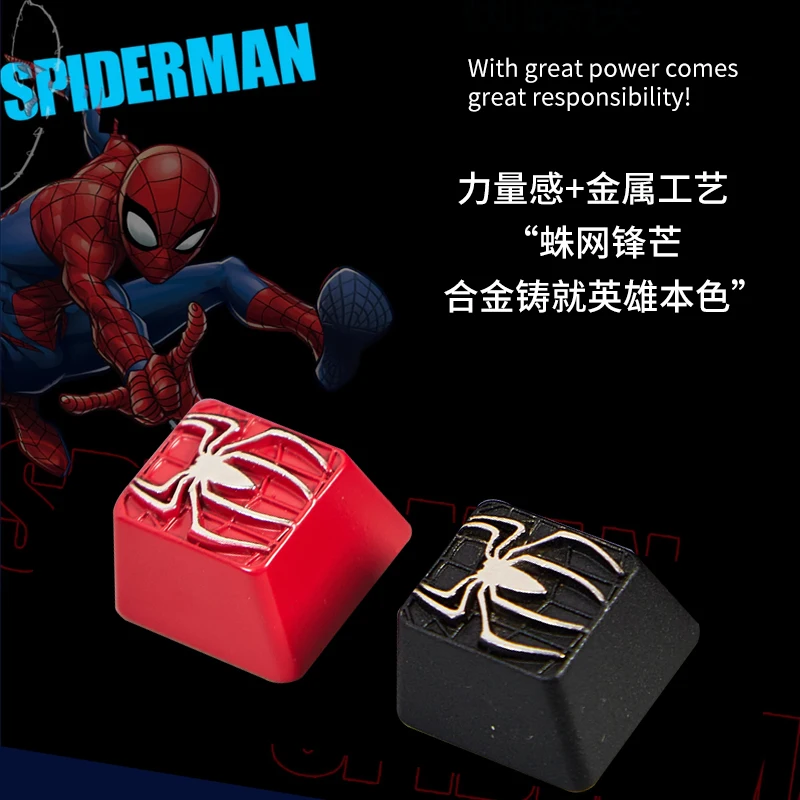 3D العنكبوت شعار معدني Keycap سبائك الزنك الحرفي أحمر أسود MX التبديل مخصص الملف الشخصي لوحة المفاتيح الميكانيكية بطل موضوع ديكور