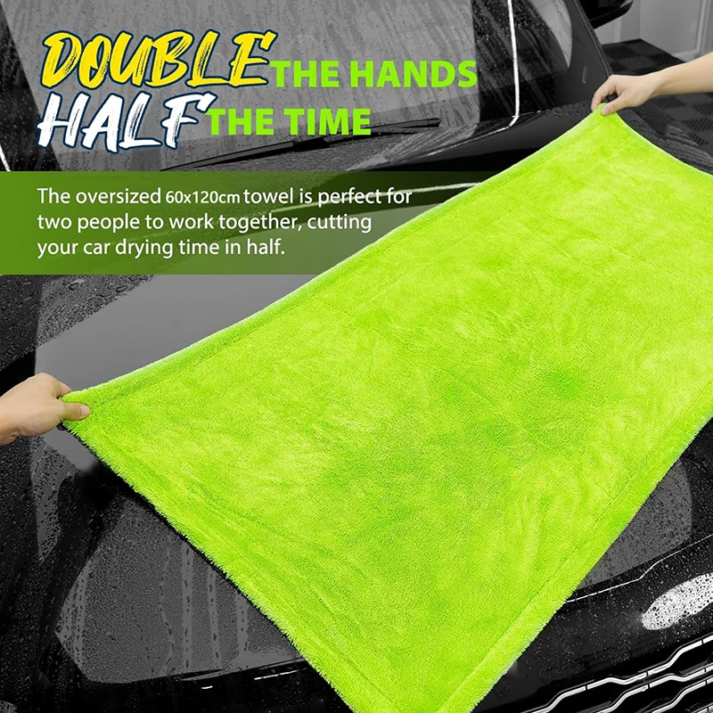 1200GSM Heavy Duty Car Drying Towel 60x90cm Large Size Double-Side Cleaning Cloth Super Absorbent Ultra-Soft Scratch-Free Towel