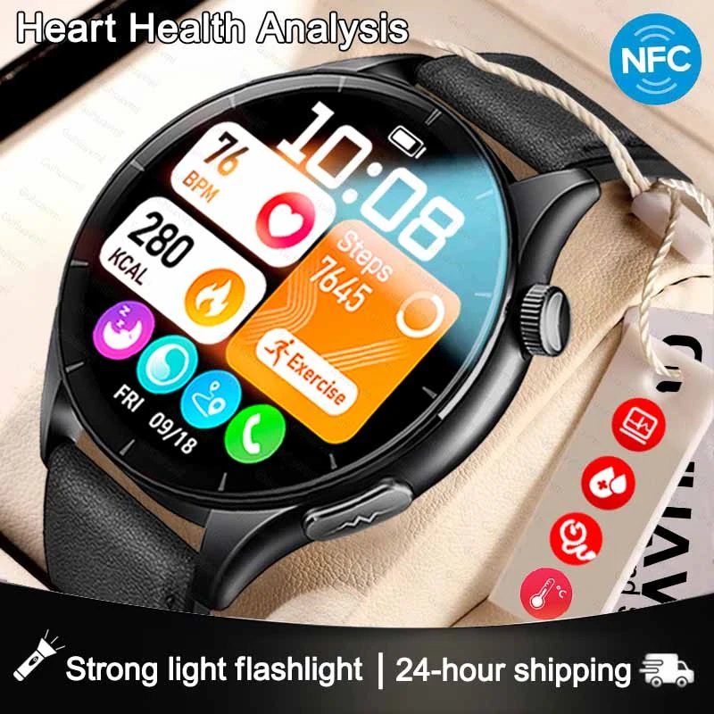 

Новые Смарт-часы для анализа здоровья сердца ЭКГ + PPG, NFC Lipids, точные кровяное давление, Bluetooth-вызов, умные часы для мужчин и женщин 2025