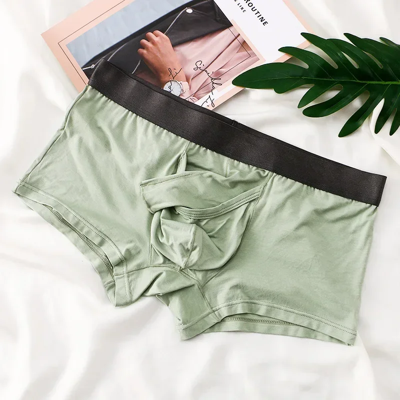 Bamboo fiber underwear for boys teenagers elephant nose opening bullet separation four-corner younth pantie