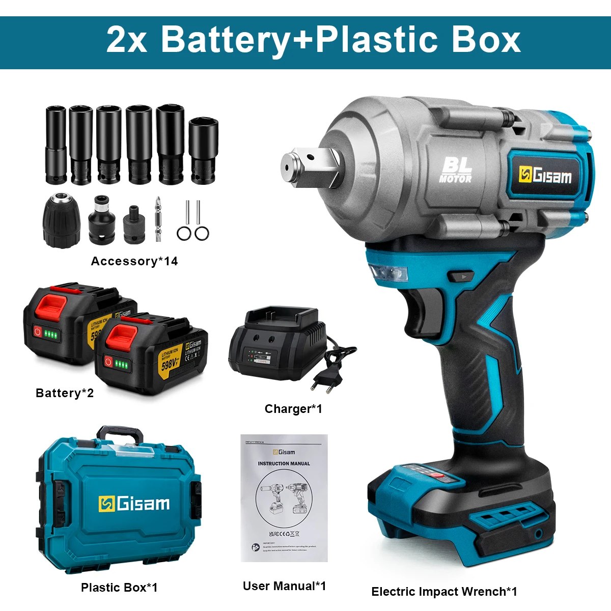 G nto 2000N.M Koppel Borstelloze Elektrische Slagmoersleutel 1/2 inch Schroevendraaier Accusleutel Power Tool Voor Makita 18V Batterij Pin