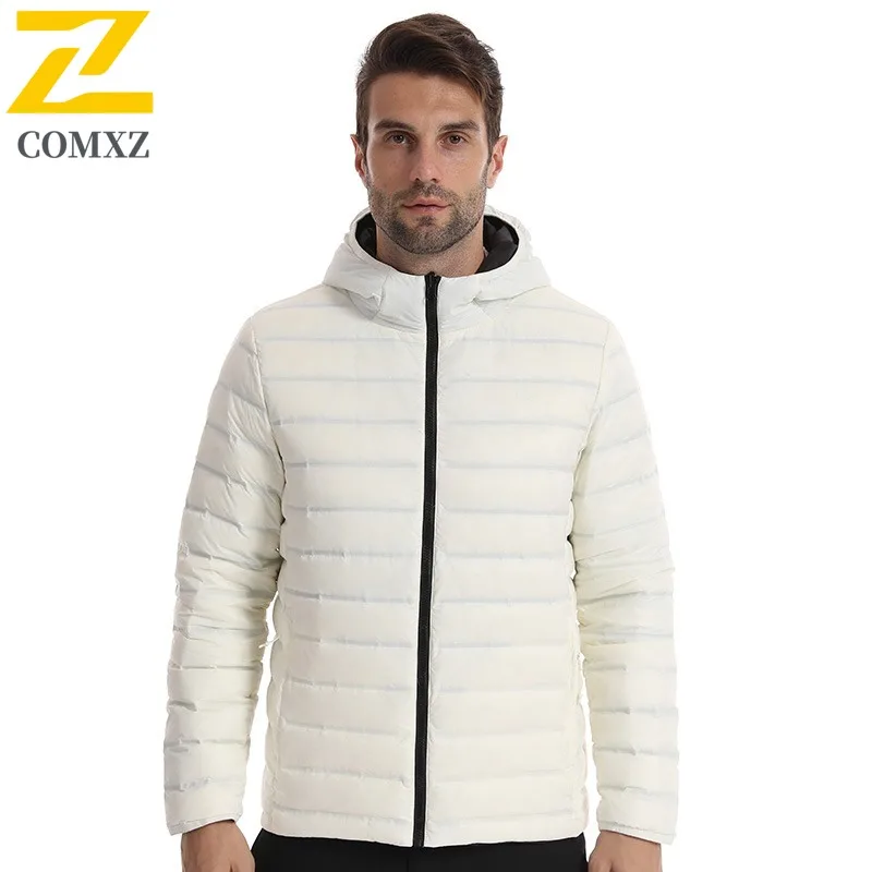 COMXZ قسط بسيط الرجال أسفل سترة التزلج في الهواء الطلق سميكة الدافئة سترة الحضرية الشارع نمط ضوء دافئ شتاء جديد سترة مبطنة #3