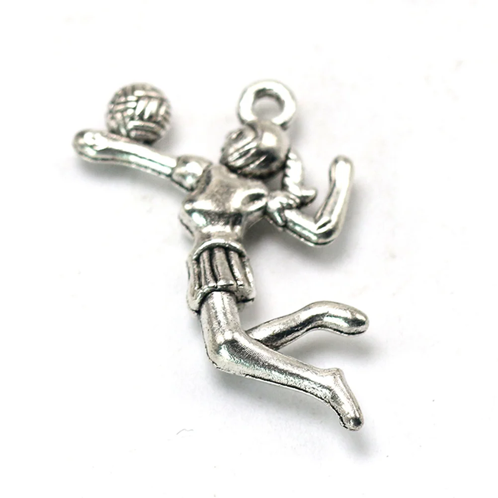 20pcs Alloy Volleyball Player Pendants Fashion DIY Charms Jewelry Making Accessory for Necklace Bracelet ( Silver)