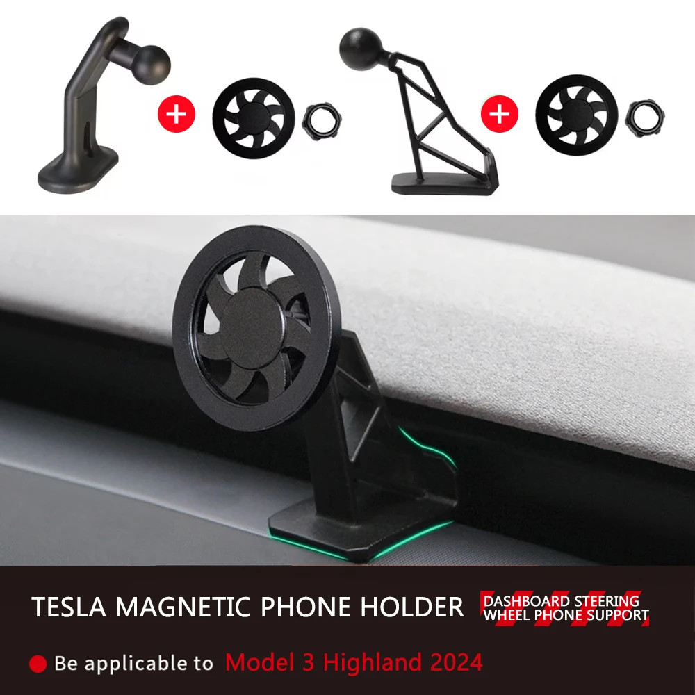 Autodashboard magnetische telefoonhouder voor Tesla Model 3 Highland 2024 stuurwiel telefoonhouder ondersteuning interieuraccessoires