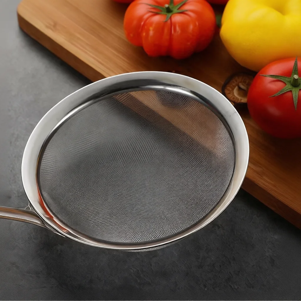 Kitchen Mesh Filter Spoon Stainless Steel Deepened Strainer Wide Rim Colander Oil Skimmer Sieve Modern Cooking Gadgets
