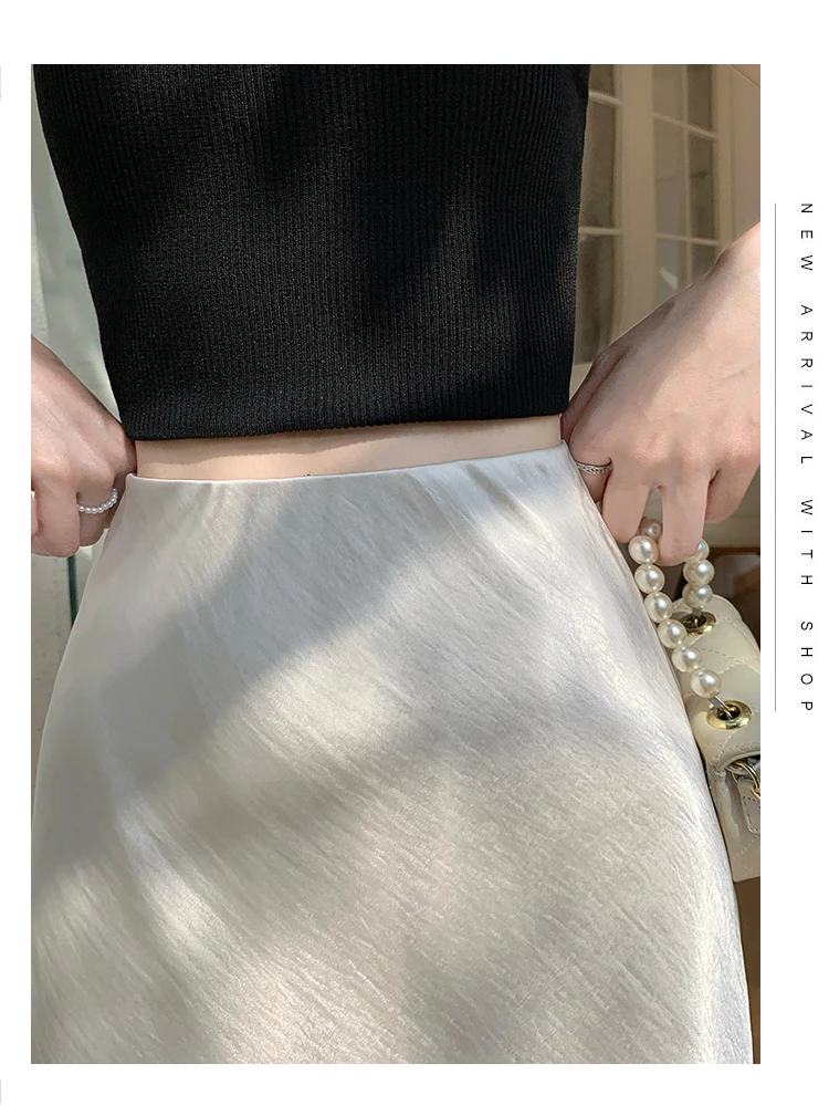 2026 Sommer Herbst Neuer Schlanker Hochwertiger Modischer Halbrock Eleganter Spitzenbesatz Satin Seitenschlitz Damen Midi-Rock – Detail 13