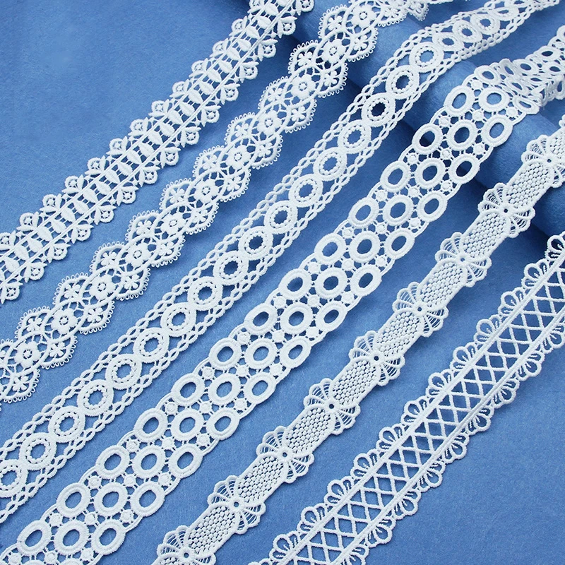 

30Yards Lace Trim Craft Flower Polyester Lace Fabric Venise White Floral Embroidered Applique Decorated Lace Ribbon