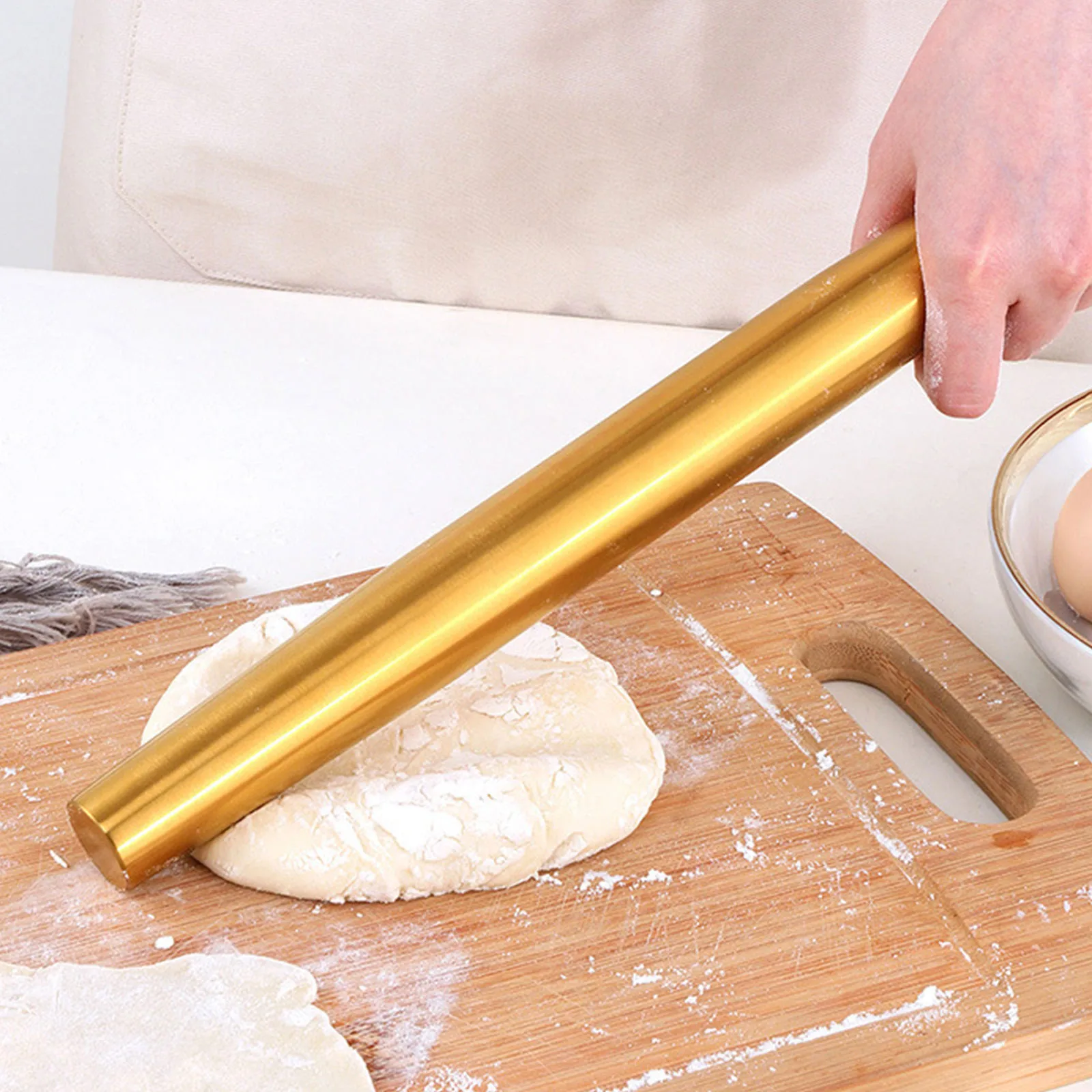 金の色の麺棒、製菓道具、クッキー、麺類を巻くためのステンレス - Kitchen Roll Baking のレビューと価格