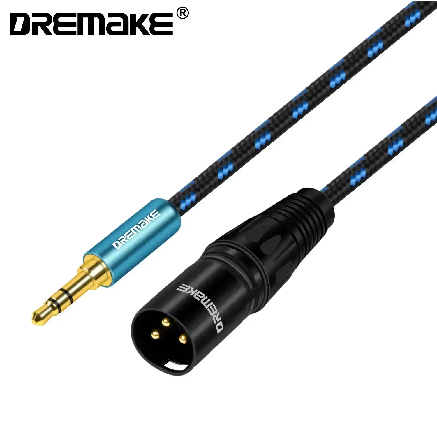 DREMAKE Aux 3.5mm Male to XLR 3-Pin Male Stereo Audio Cable XLR to 1/8\'\' Mini Jack Stereo Unbalanced Converter Cord for Speaker