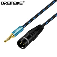 DREMAKE Aux 3.5mm Male to XLR 3-Pin Male Plug Audio Cable XLR to 1/8'' Mini Jack 3.5mm Unbalanced Converter Cord for Speaker