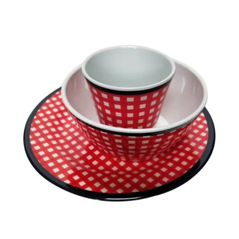 Melamine Dinner Plate Snacks Fruits Tray Food Display Restaurant Sushi Bar Small Bowl Round Dot Pattern Dinnerware Set Supplier