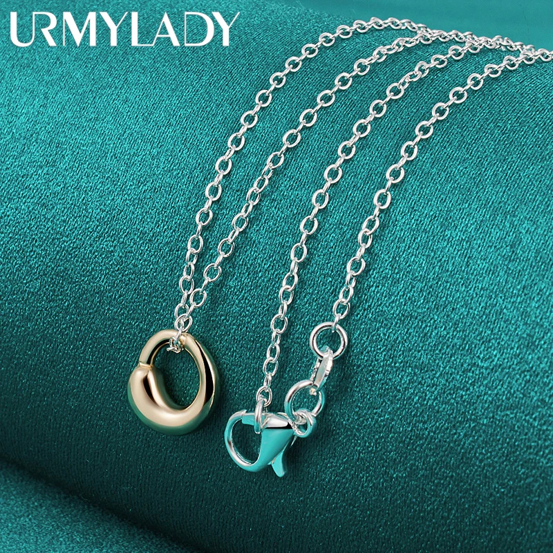 URMYLADY Fine 925 Sterling Silver Water Drop Hook 16-30 Inch Pendant Necklace For Women Wedding Party Fashion Charm Jewelry Gift