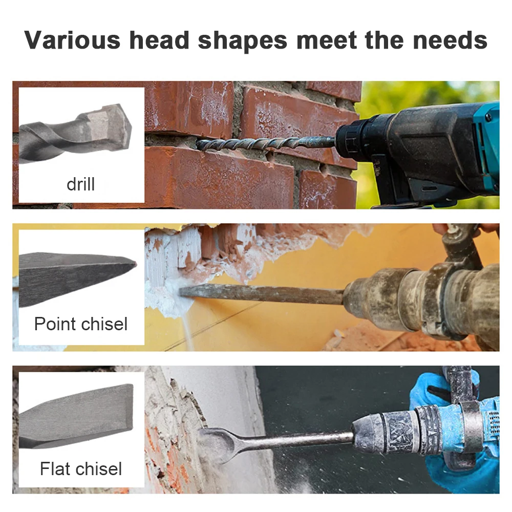 Chisel Drill Bit Tool Set Impact Chisel Impact Drill Bit 17-Piece Accessories Impact Drill Pickaxe Chisel for Electric Hammer