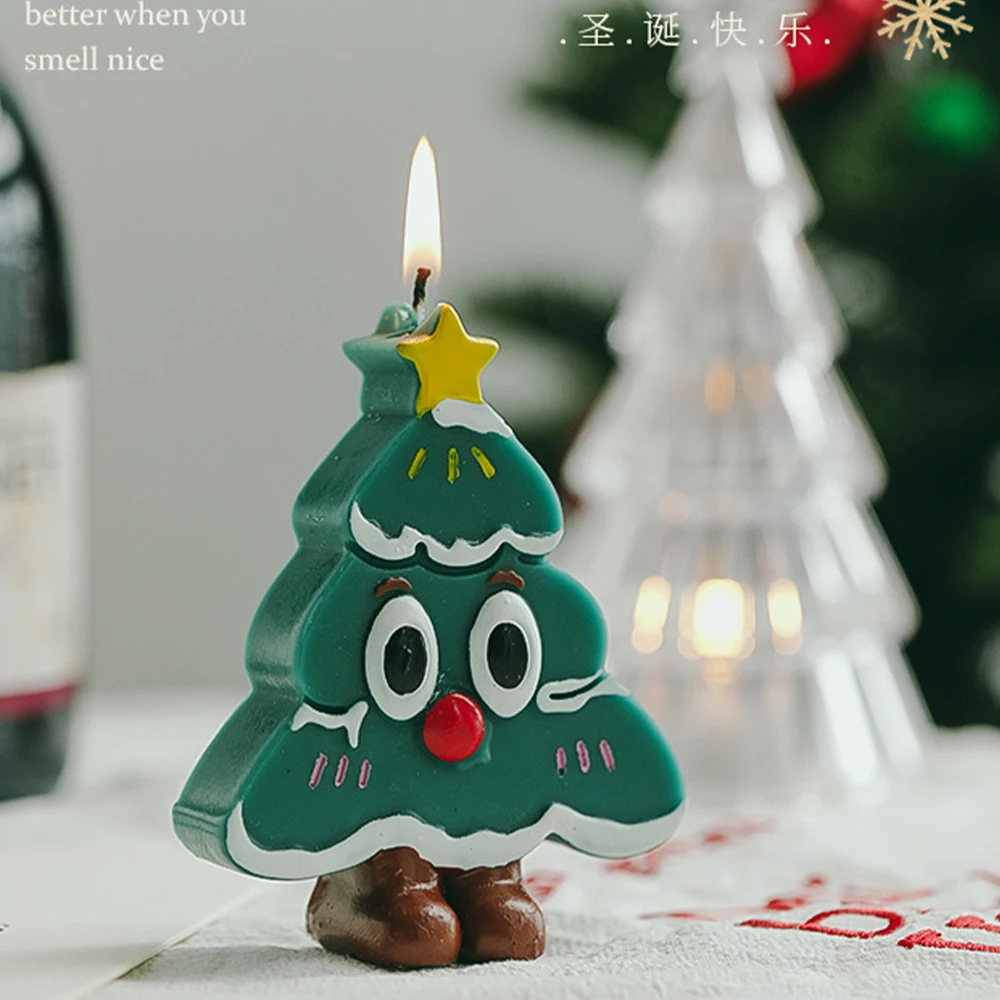 1Pc Christmas Tree Scented Candle - Smokeless Aromatherapy Souvenir, Christmas Home Decorative Candle