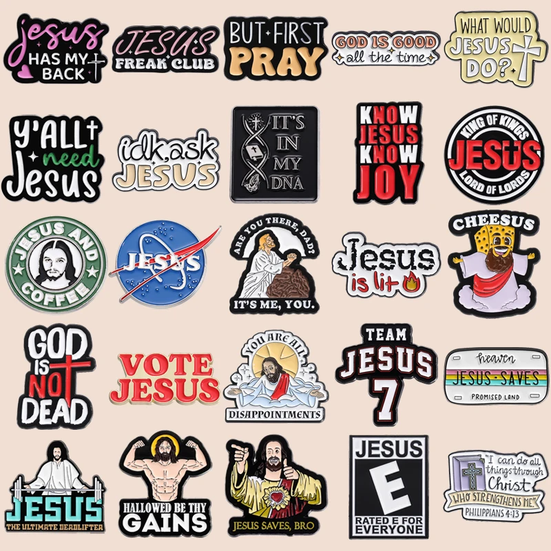 Fun Quotes Jesus Christianity Enamel Pin Custom Cross Jesus Brooches Lapel Badges Easter Jewelrygifts For Believer Drop Shipping