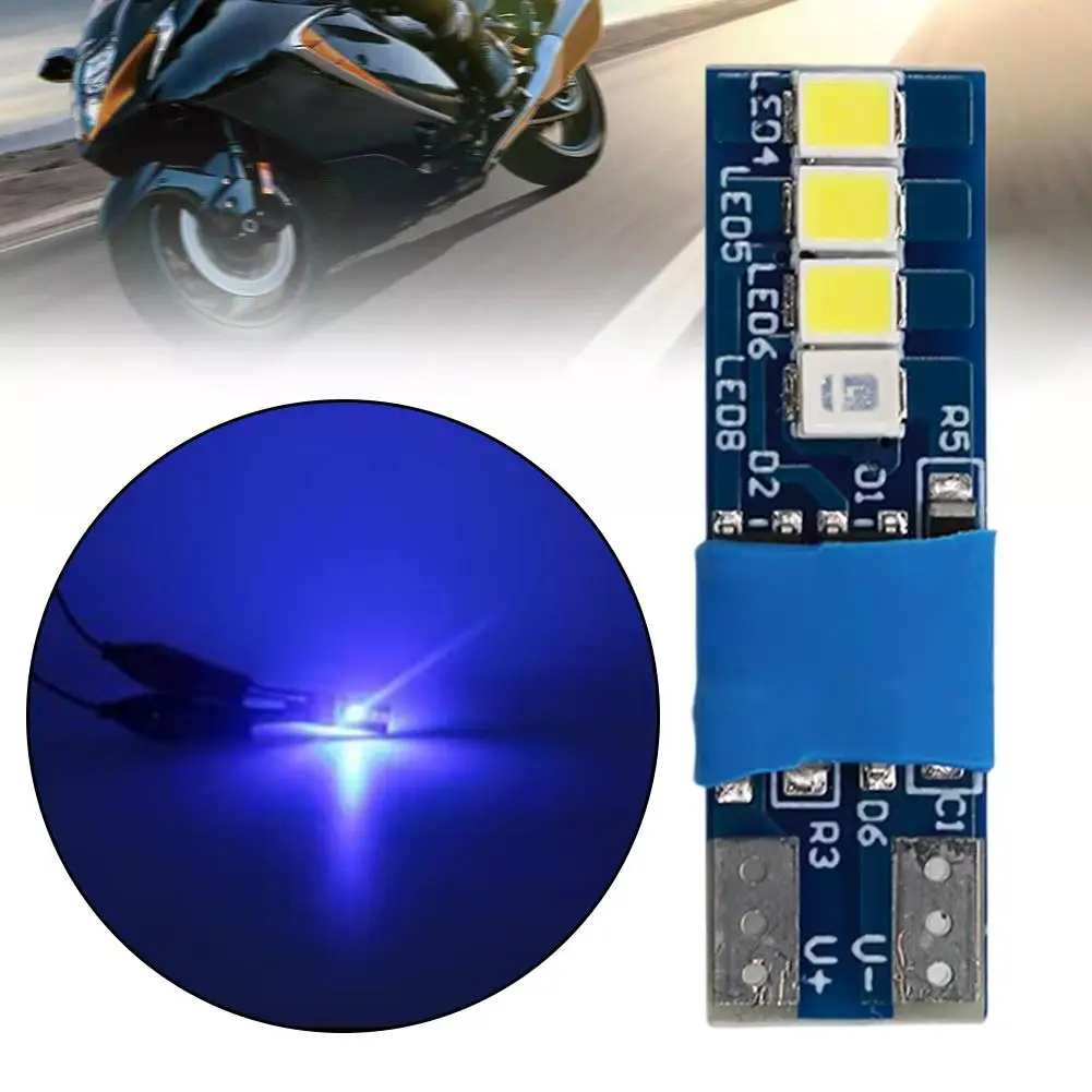 1pcs W5W T10 8smd 2835 Auto Wedge Light Car Interior Blue Lamp Parking Door License Light Plate Bulb Reading Error N M4X6