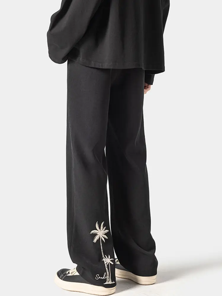 

Модные черные повседневные длинные брюки с принтом 2025, новый стиль, свободные и спортивные широкие брюки с хорошим принтом