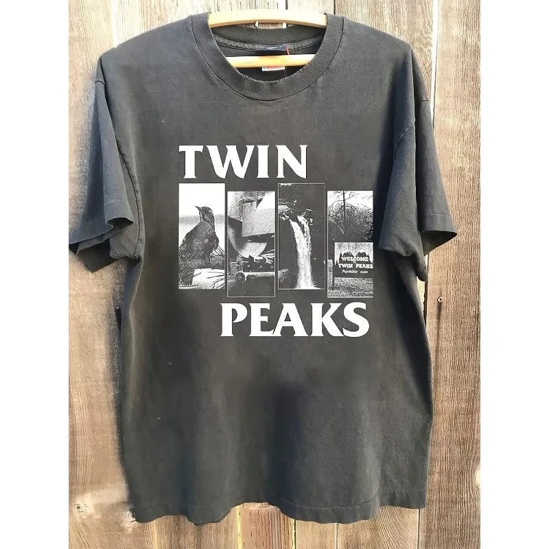 Herren-T-Shirt mit Twin Peaks Retro-Muster, trendige Mode, Y2K-Sommer, neuer Stil, lässige Mode, Unisex-T-Shirt