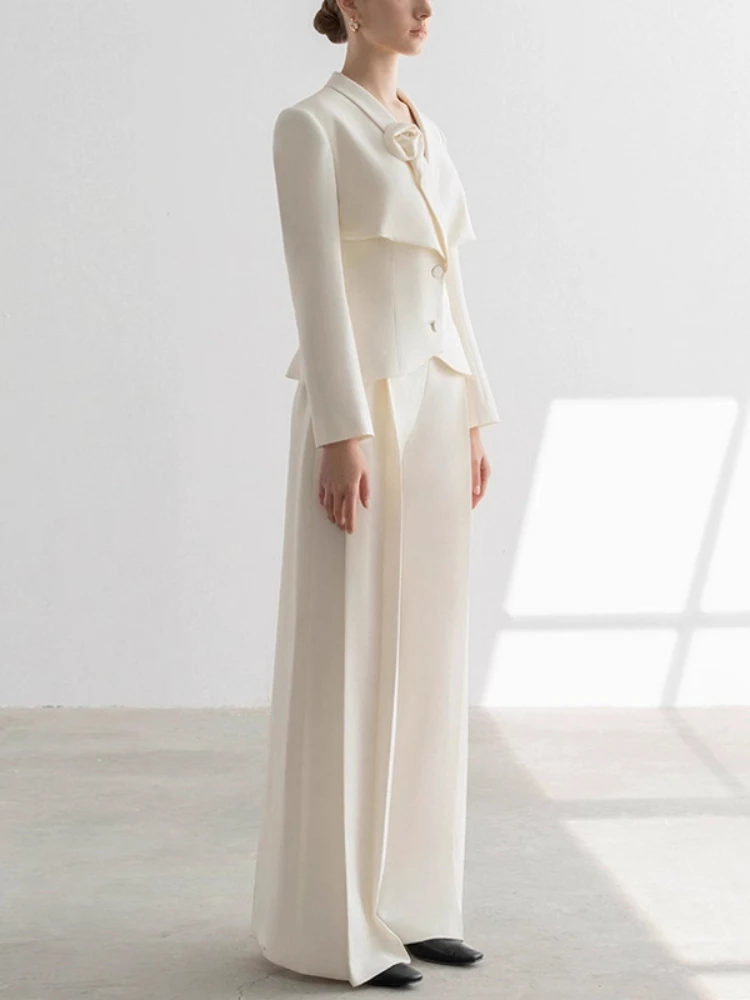 Women Pants Two Piece Set Sexy Long Sleeves Floral Single Button Blazer Coat + Long Pants Suits Elegant Party Cocktail Suits