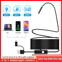 3In1 Mini Endoscope Camera Sewer Industrial Piping Inspection Endoscopy Waterproof For Usb Pc Android Type C