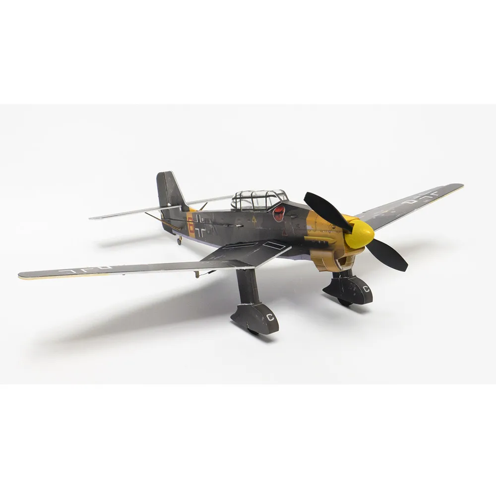 Ju-87 Stuka Bom DIY RC Kit w/Gyro Transmitter & Retractable Gear, Aerobatic Model Building for Teens Adults - STEM Gift Project