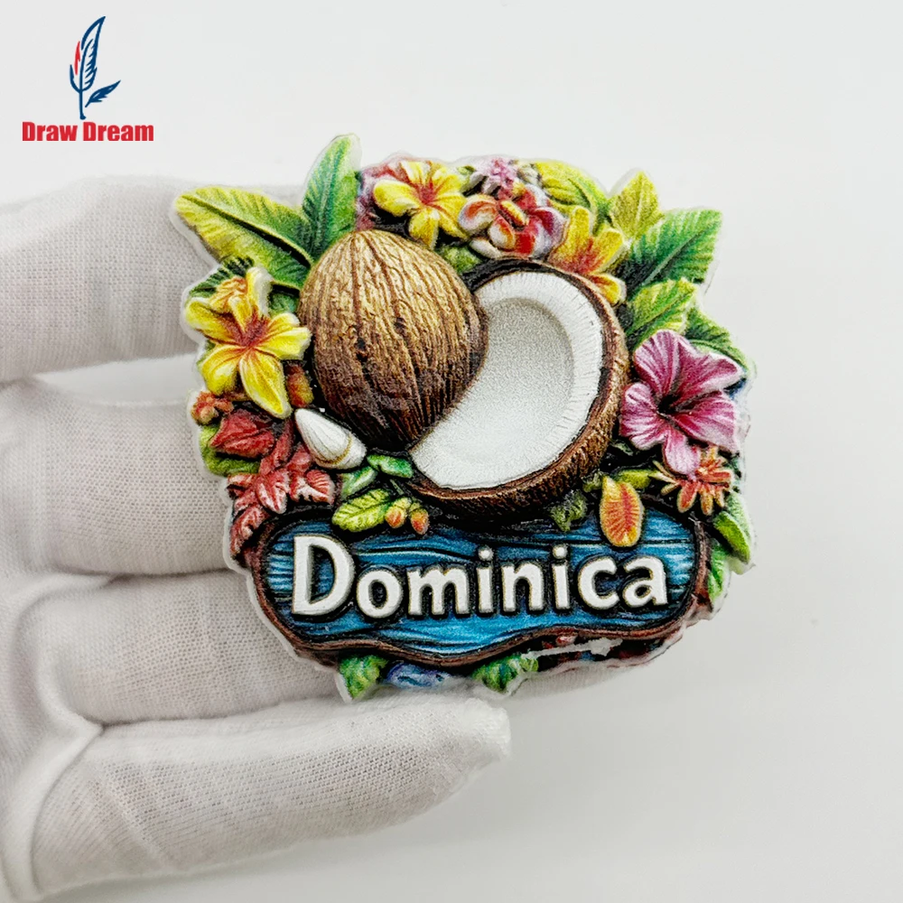 1PC Dominic Coconut Creative 3D Stereoscopic Refrigerator Poster Travel Souvenir Personalized Home Decor Item