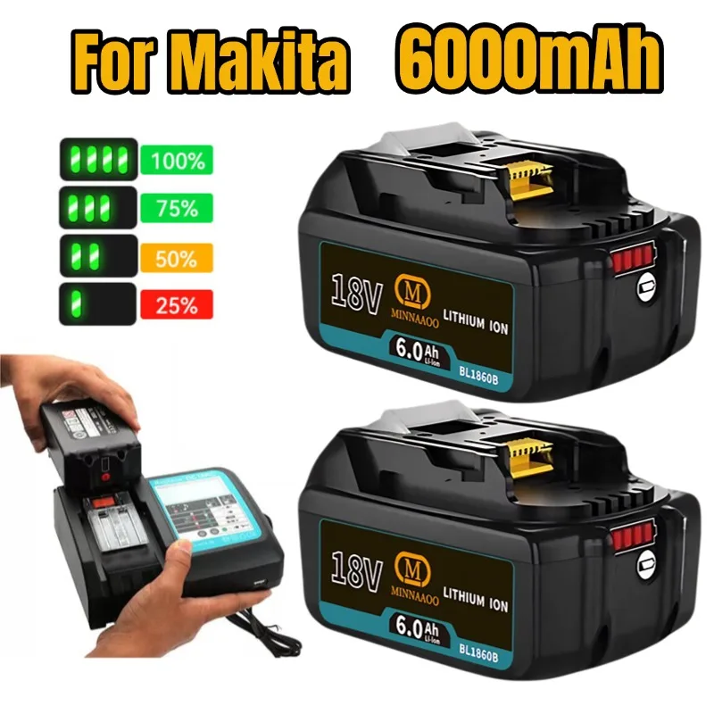 

НОВЫЙ 100% оригинальный аккумулятор для Makita 18 В, 6,0 Ач, перезаряжаемый Литиевая батарея для Makita BL1830 BL1830B BL1840 BL1840B BL1850